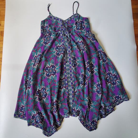 Nicole Miller Printed Empire Waist Hanki Hem Midi Dress Drawstring Empire Waist - Picture 4 of 14